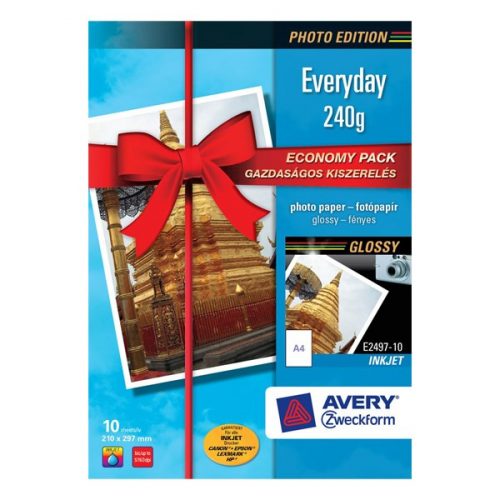 Fotópapír AVERY E2497-10 Economy 240g fényes A/4 inkjet nyomtatóhoz 10 ív/doboz