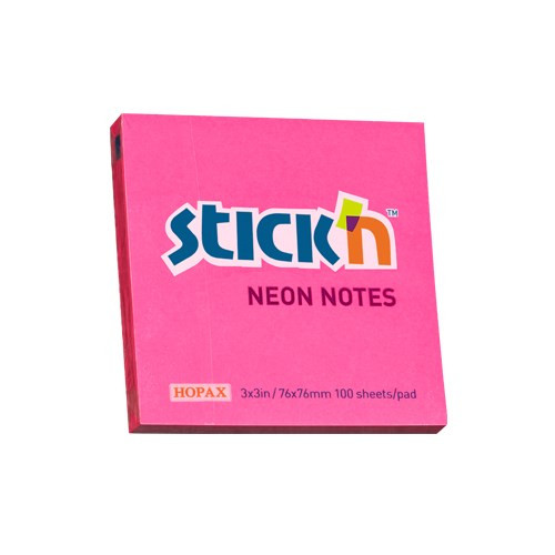 STICK N Öntapadó jegyzettömb STICK'N 76x76mm neon pink 100 lap