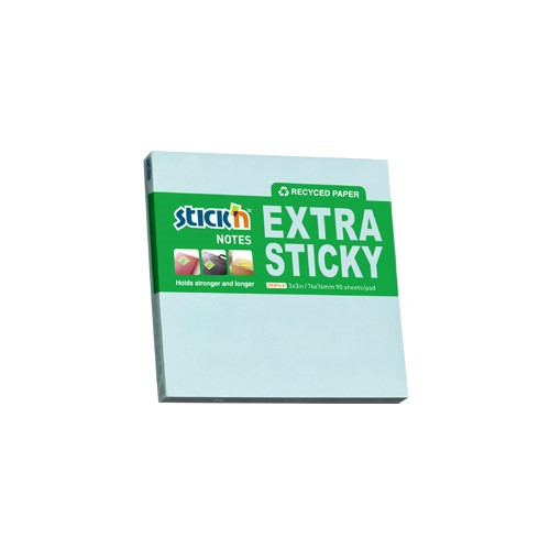 STICK N Öntapadó jegyzettömb STICK'N extra erős 76x76mm újrahasznosított pasztell kék 90 lap