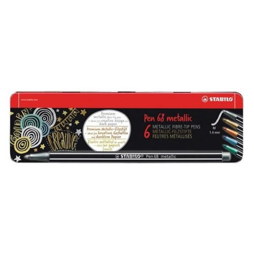 Filctoll STABILO Pen 68 metallic 6-os fémdobozban