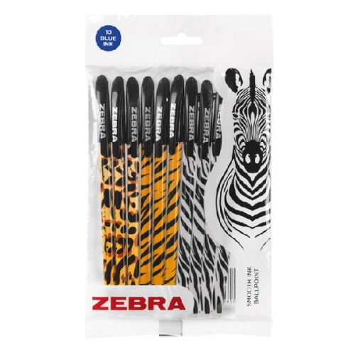 Golyóstoll ZEBRA Doodlerz állatmintás 1,0 mm kék 10 db/csomag