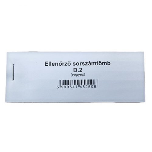 - Nyomtatvány ellenőrző sorszámtömb D2 100 lapos 118x40 mm 2 szelvényes vegyes 30 tömb/csomag