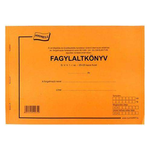 - Nyomtatvány fagylaltkönyv